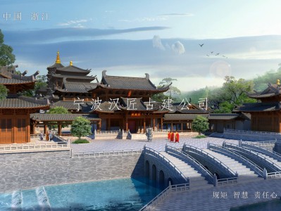 珠海寺院重建规划设计方案鸟瞰图—积福禅寺